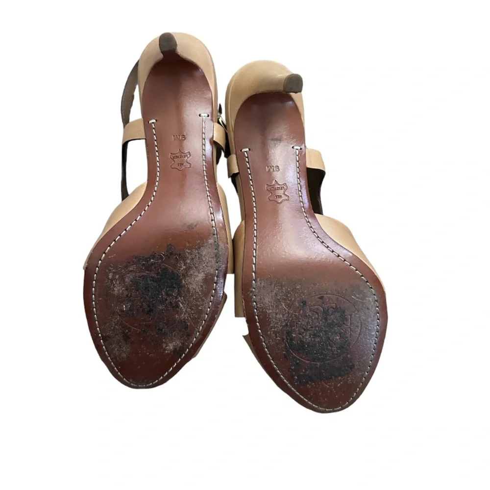 Tory Burch tan strap heels